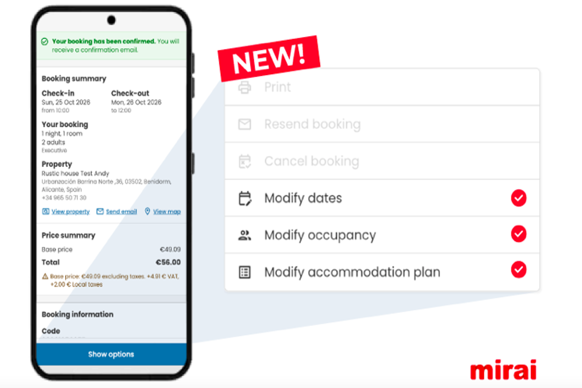 Mirai: Tu cliente ya puede modificar online su reserva con sistema único 